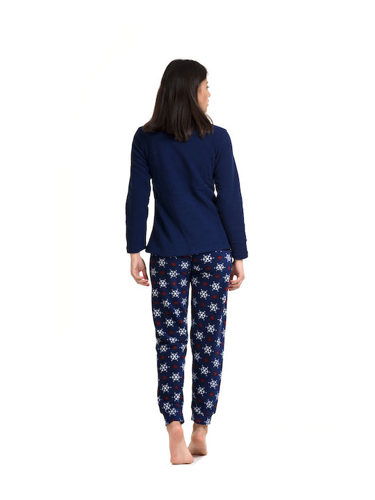 Vienetta Secret Winter Women's Pyjama Set Fleece Blue Vienetta Vienetta