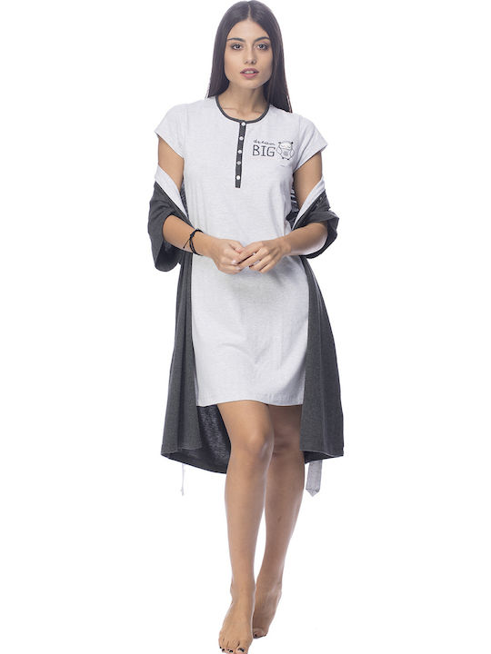 Vienetta Secret Winter Women's Velvet Robe with Nightdress Gray Vienetta Vienetta Vienetta Secret Winter Women's Velvet Robe with Nightdress Gray Vienetta Vienetta