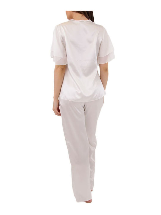 FMS Set Pijamale Dama Nuntă De Iarnă Alb BT915P-Alb