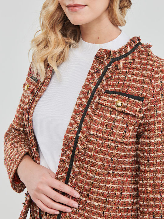 Moony Mood Lurette Short Women's Tweed Blazer Red