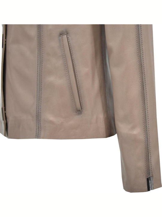 Dermatina 100 Damen Leder Mittellang Blazer Beige