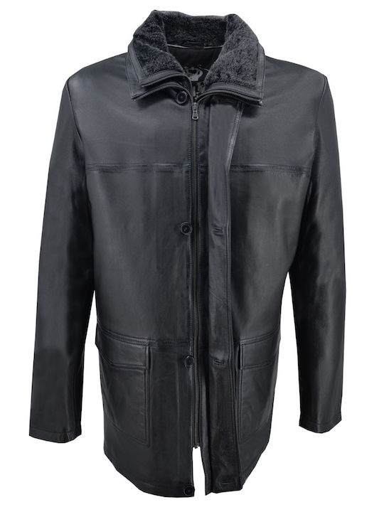 Δερμάτινα 100 Men's Winter Leather Jacket Black