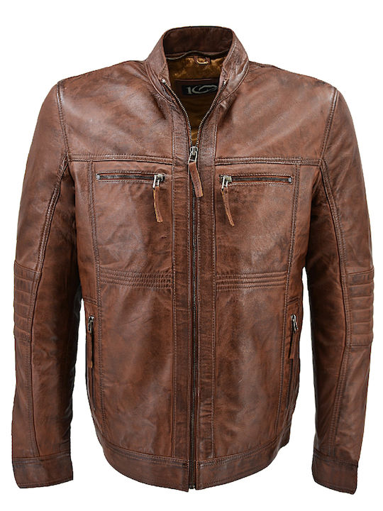 Δερμάτινα 100 Men's Winter Leather Jacket Brown