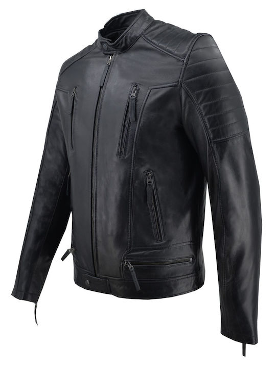 Δερμάτινα 100 Men's Leather Biker Jacket Black