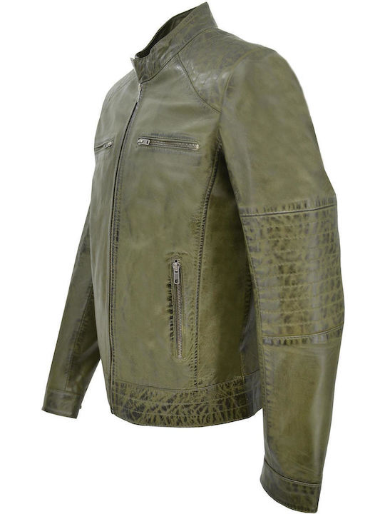 Dermatina 100 Biker Leather Jacket Green