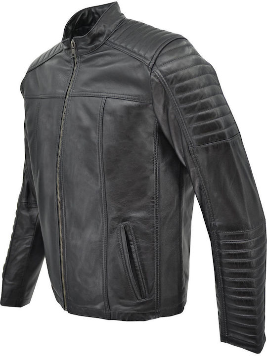 Δερμάτινα 100 Men's Winter Leather Jacket Black