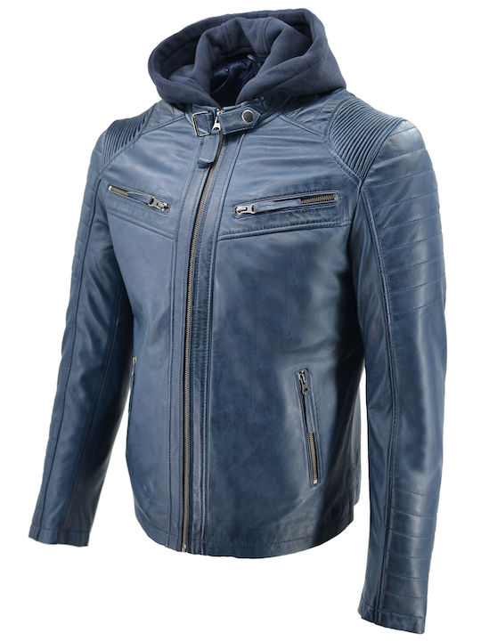 Leather Jacket Biker Blue