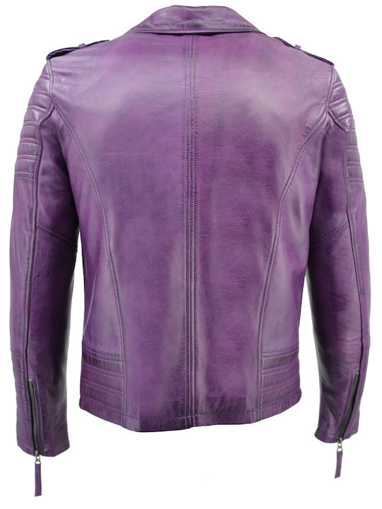 Leather Jacket Biker Purple