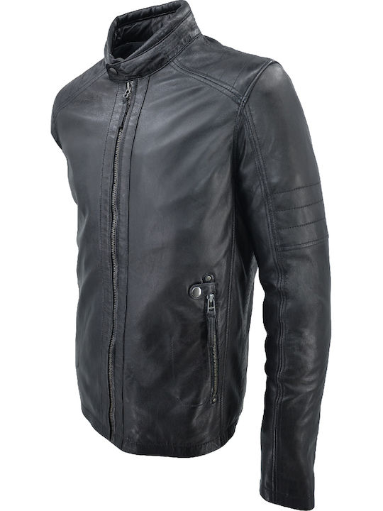 Δερμάτινα 100 Herren Winter Jacke Leder Schwarz