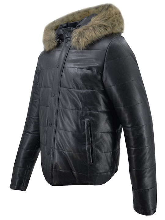 Leather Winter Jacket Black