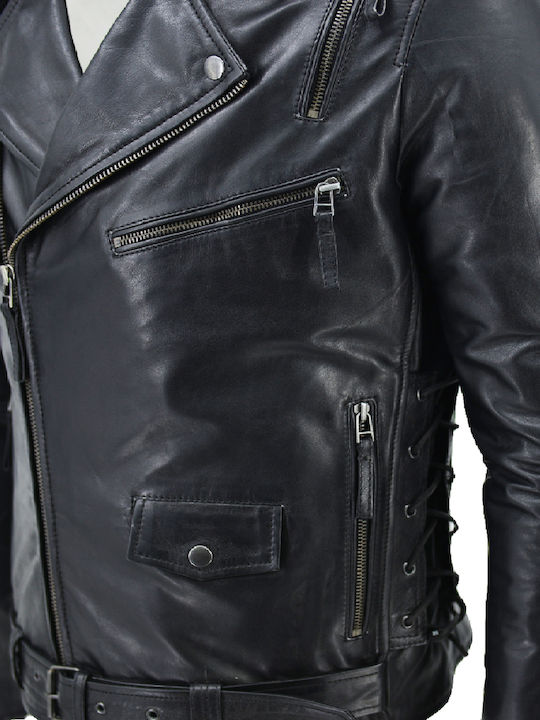 Δερμάτινα 100 Men's Winter Leather Jacket Black