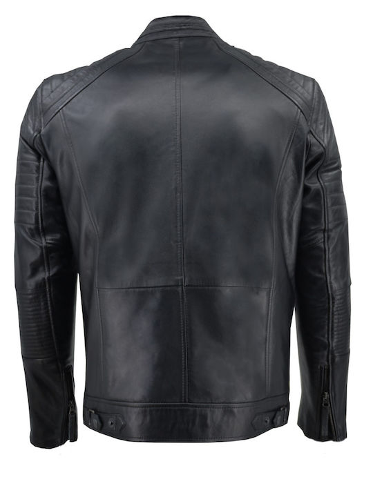 Кожено Мъжко Яке Байкър Черно (BLACK)