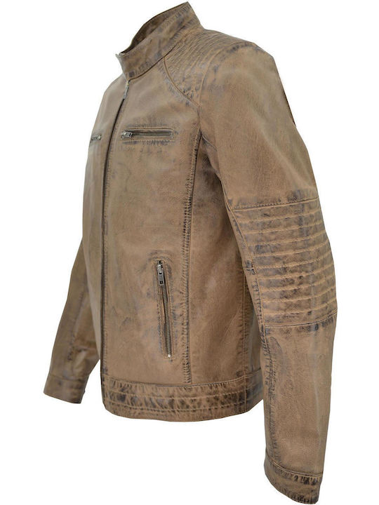 Δερμάτινα 100 Men's Winter Leather Jacket Brown