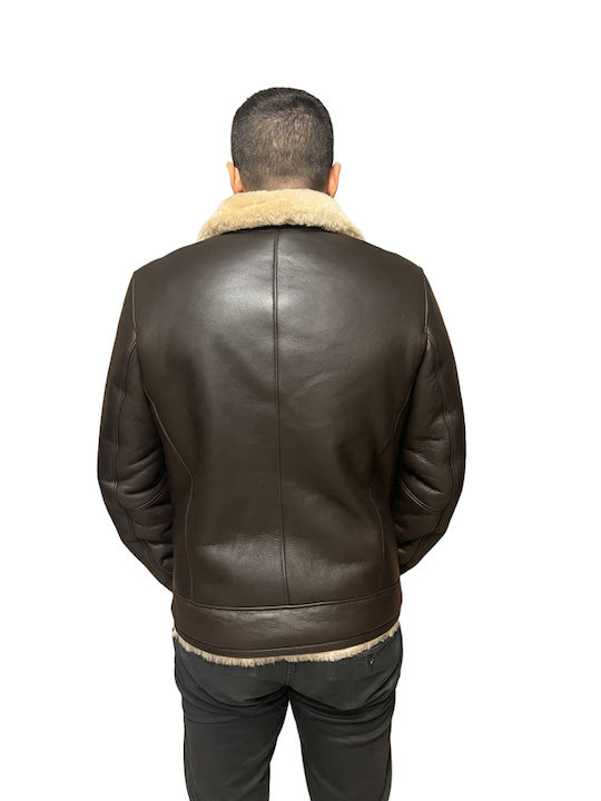 Leather Winter Jacket Brown