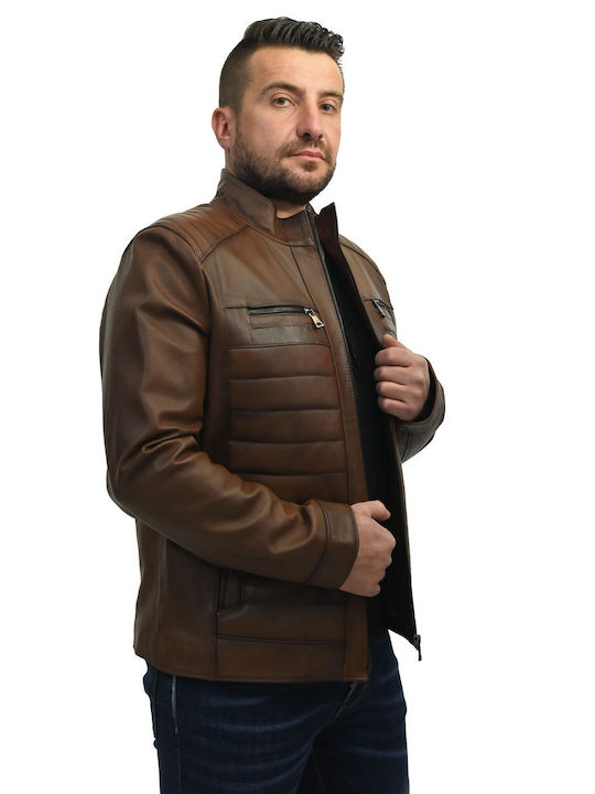 Leatherland Brad Koniak Herren Winter Jacke Lässig Braun