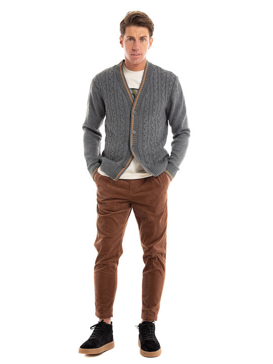 Paul Miranda Men's Knitted Cardigan with Buttons Gray