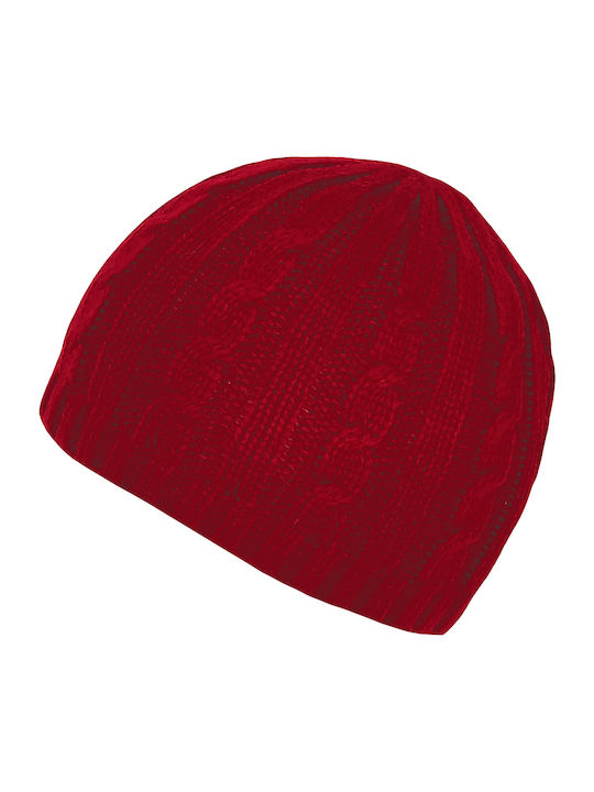 Beanie Cap with Braid Burgundy