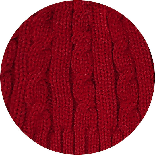 Beanie Γυναικείος Σκούφος με Πλεξούδες σε Μπορντό χρώμα