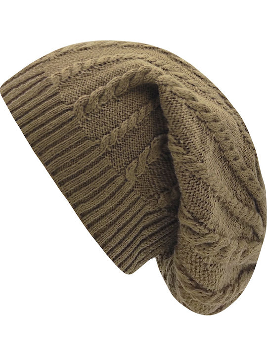 Beanie Cap with Braid Khaki