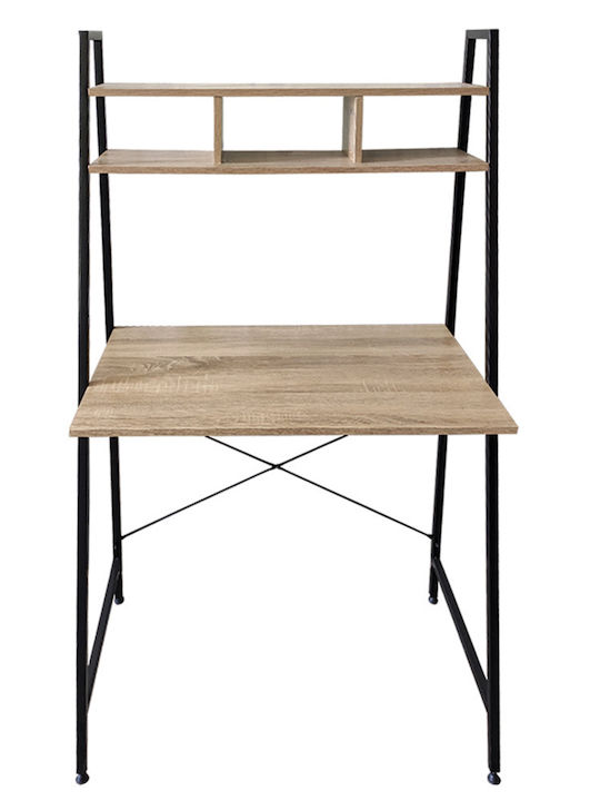Desk Wooden Brown with Metal Legs 84x44x142cm