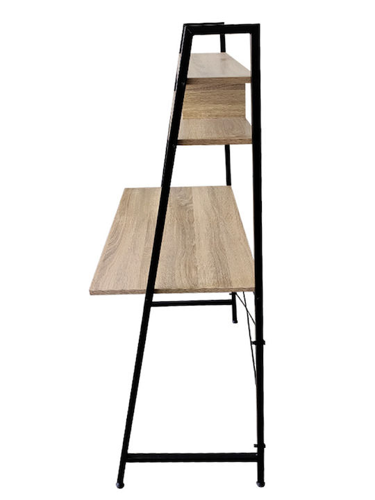 Desk Wooden Brown with Metal Legs 84x44x142cm