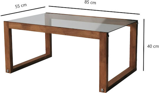 Masa De Cafea Centrală Rectangulară Din Lemn Masiv „Pin” L85xL40xÎ55cm