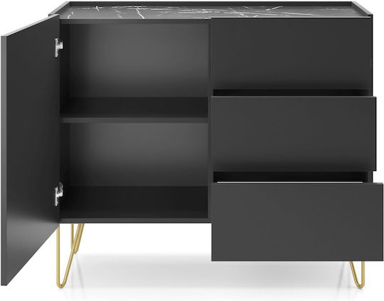 Sideboard Harmony Wooden with Drawers Charcoal 97x37x83cm