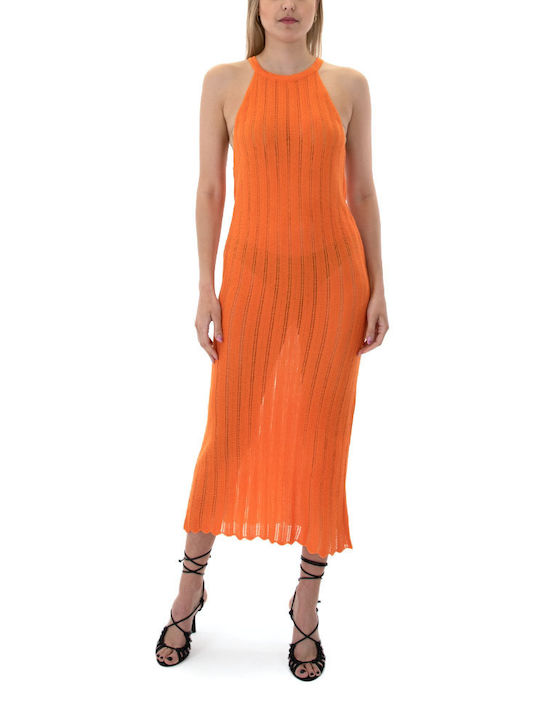 Tailor Made Knitwear Knitted Women's Maxi Dress Beachwear Orange