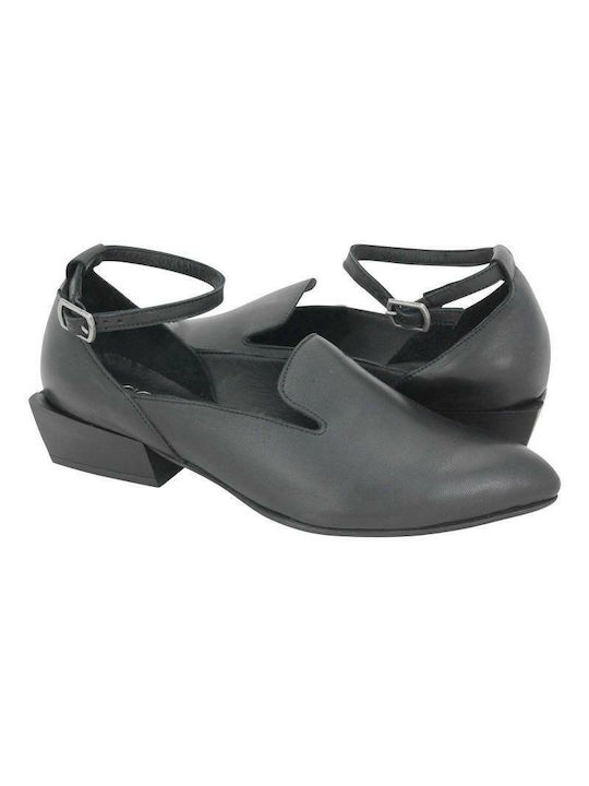 Bueno Shoes Leather Black Heels with Strap