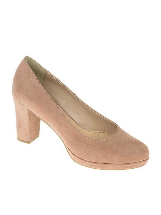 Stefania Suede Pink Heels Shoes Nude