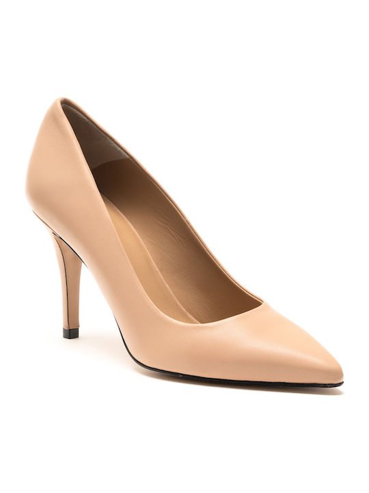 Philippe Lang Leather Pointed Toe Beige Heels