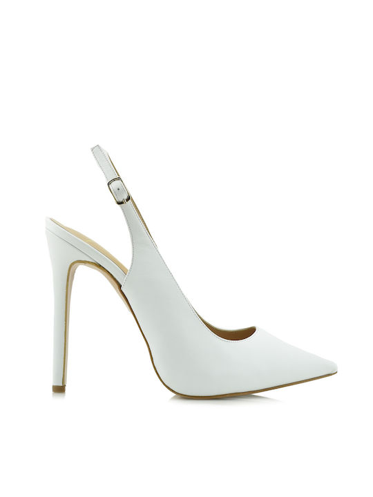 Aris Tsoubos Leather Pointed Toe White Heels Designer