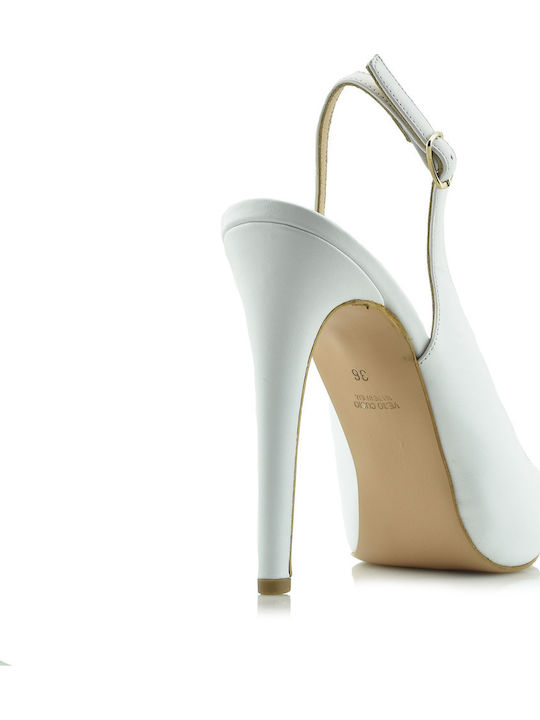 Designer Leder Pumps Weiß