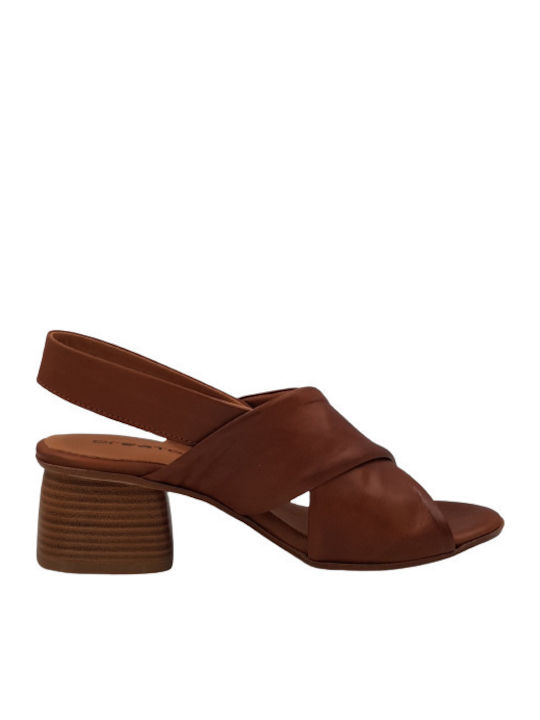 Creator Leder Damen Sandalen in Tabac Braun Farbe