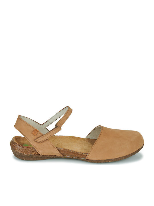 Damen Ballerinas Mit Riemen Braune