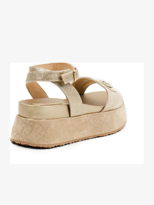 Frida Women's Flat Sandals Flatforms in Beige Color