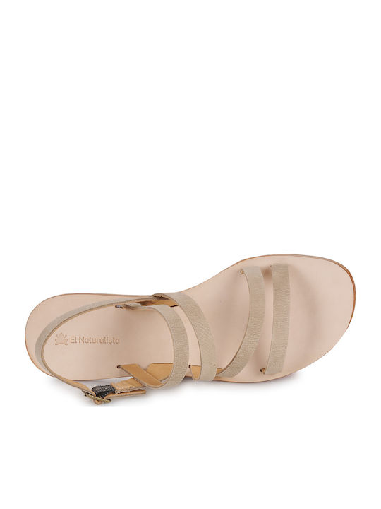 Women's Flat Sandals in Beige Color