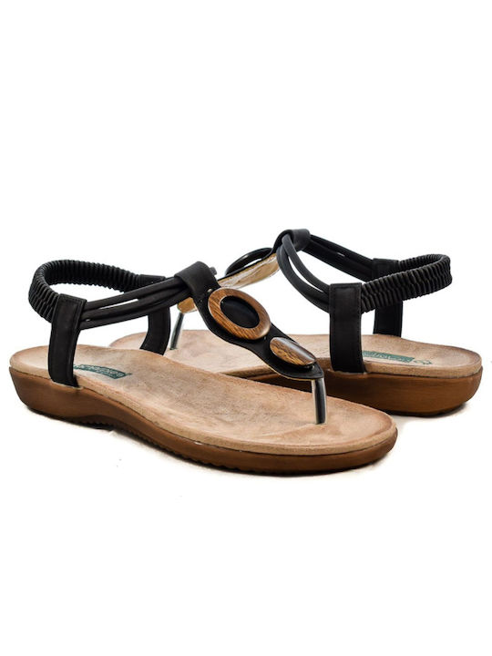 Amarpies Women's Flat Sandals Anatomic in Black Color