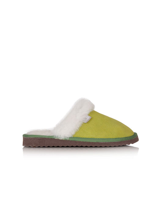 MRDline Leather Winter Women's Slippers in Yellow color