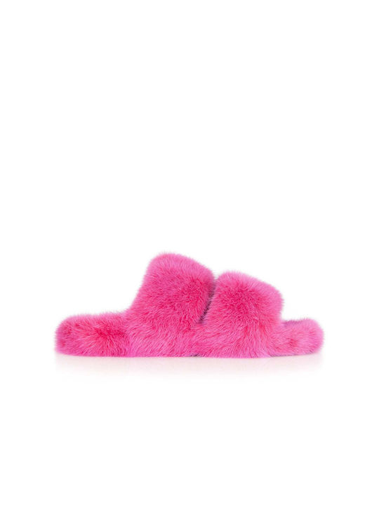 MRDline Mavrudis Mrd Line Winter Women's Slippers with fur in Fuchsia color