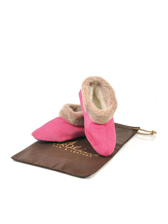 Closed Leather Women's Slippers Fuchsia