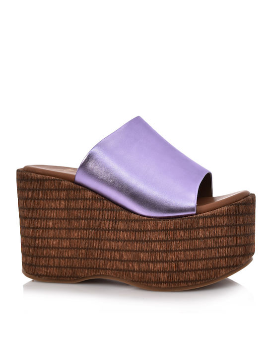 Aris Tsoubos Women's Platform Wedge Sandals Purple