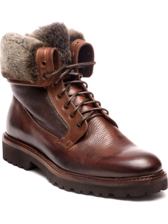 Perlamoda Per La Moda Men's Leather Military Boots Tabac Brown