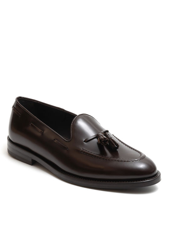 Perlamoda Men's Leather Loafers Burgundy