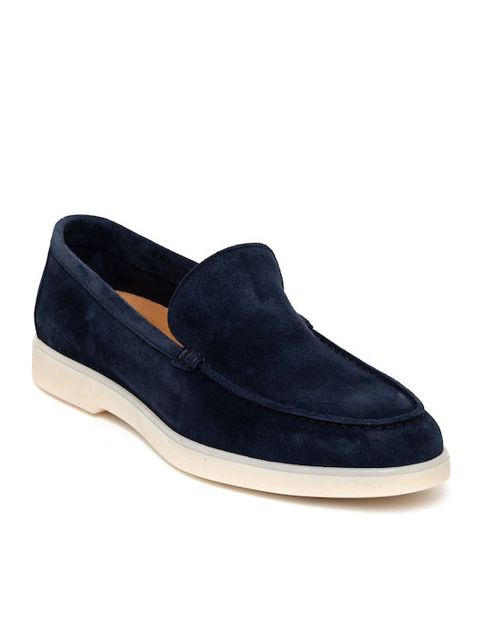 Perlamoda Men's Suede Moccasins Blue