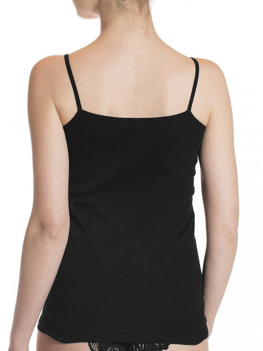 Diana Women's Cotton T-Shirt with Spaghetti Strap Black