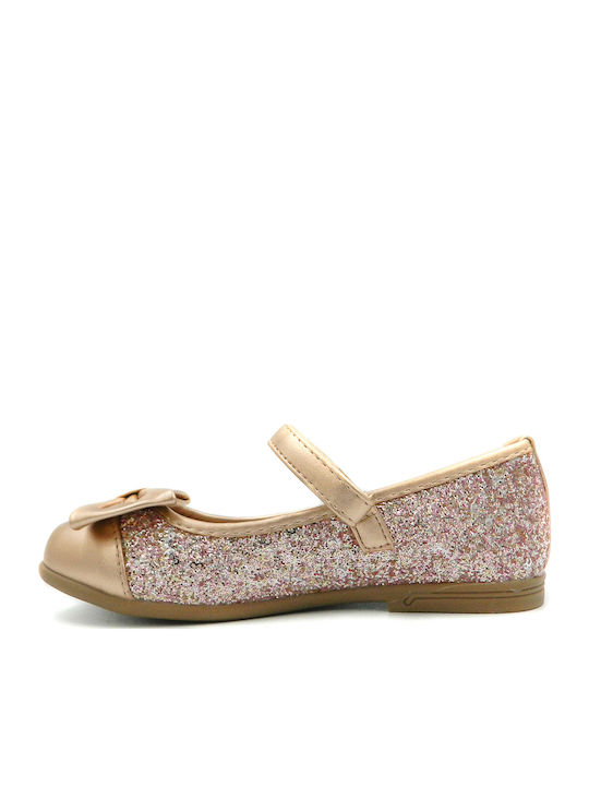 Kids Anatomic Leather Ballerinas with Hoop & Loop Closure Pink