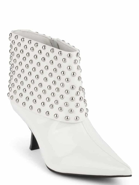 Jeffrey Campbell Egnyte Sc Leather Women's Ankle Boots with Medium Heel White