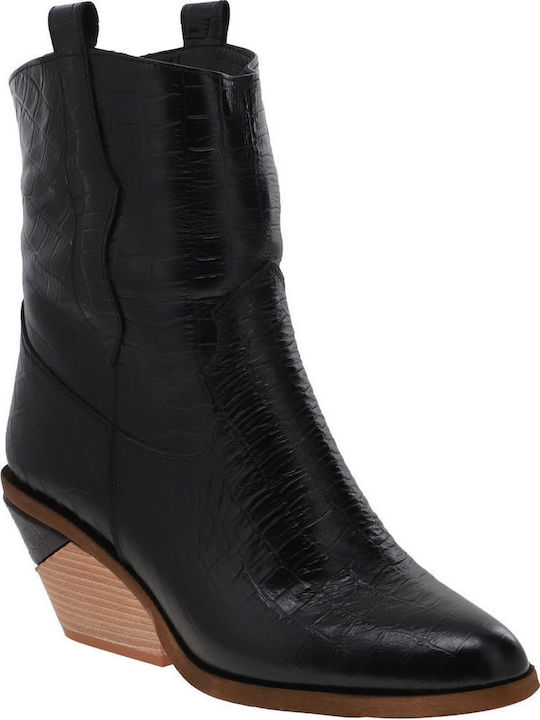 Leder Damen Knöchelstiefel Schwarz