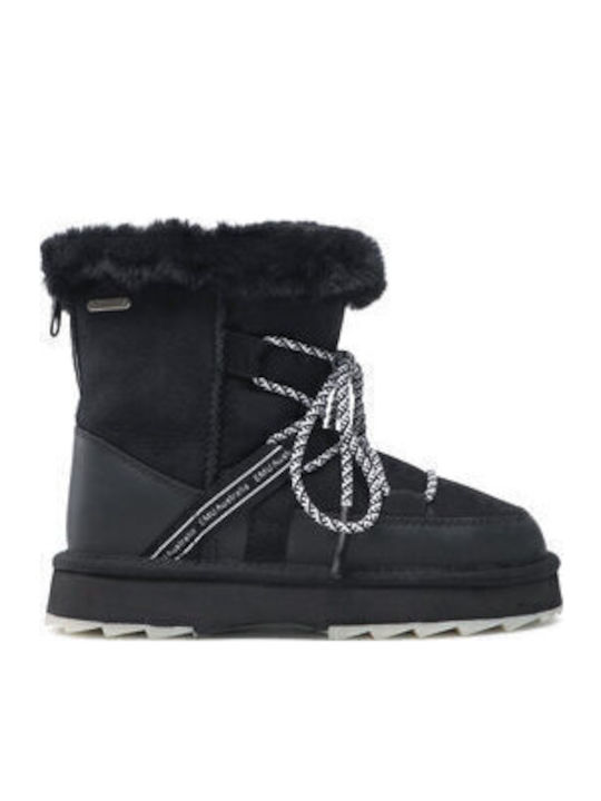 Suede Snow Boots Blurred Black